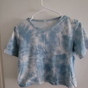 Blue Tie-Dye Crop Top Kids Size SMALL